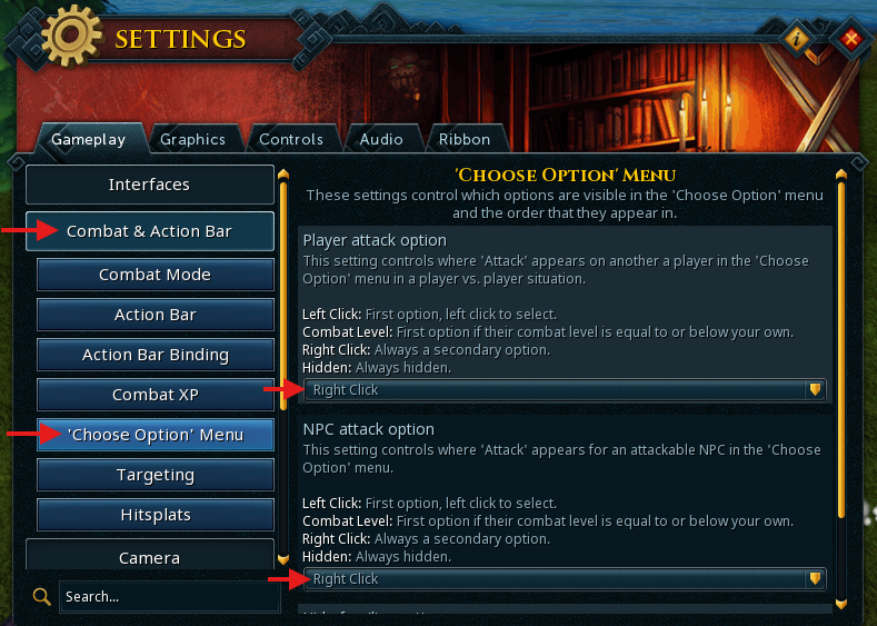 NPC Attack Options setting