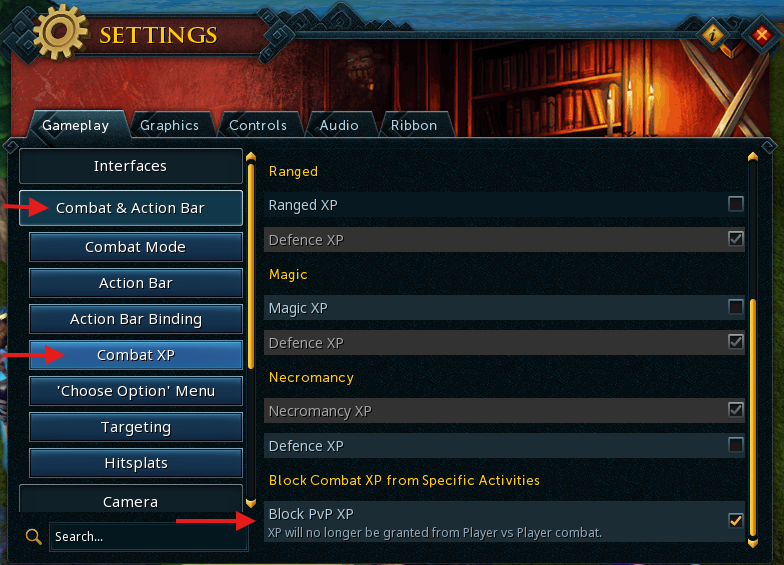 Block PVP XP setting
